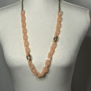 Peach Chain Link Necklace Goldtone‎ Accent, Statement Jewelry